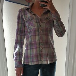 Pastel Purple Plaid Button Up